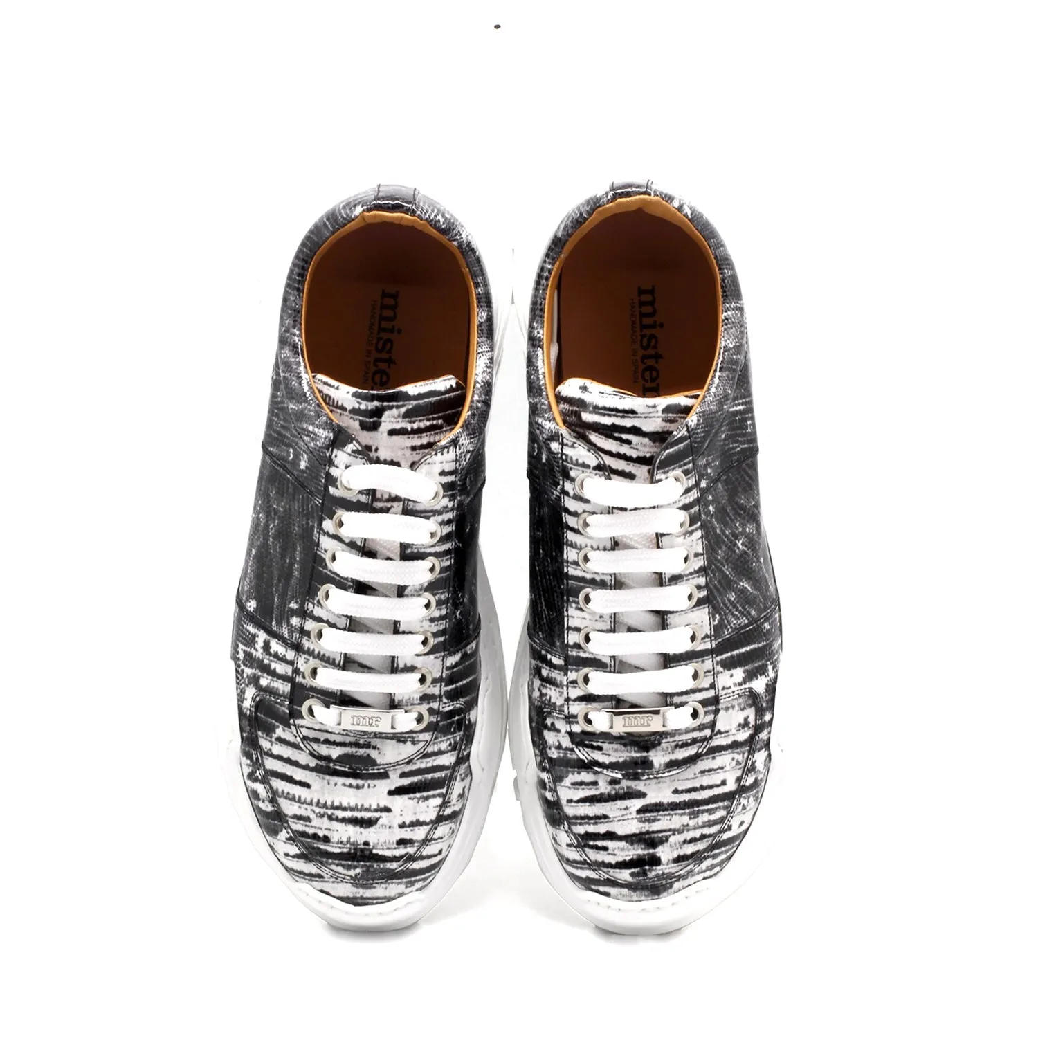Mister Meco 39190 Men's Shoes Black Zebra Print Leather Sneakers (MIS1138)