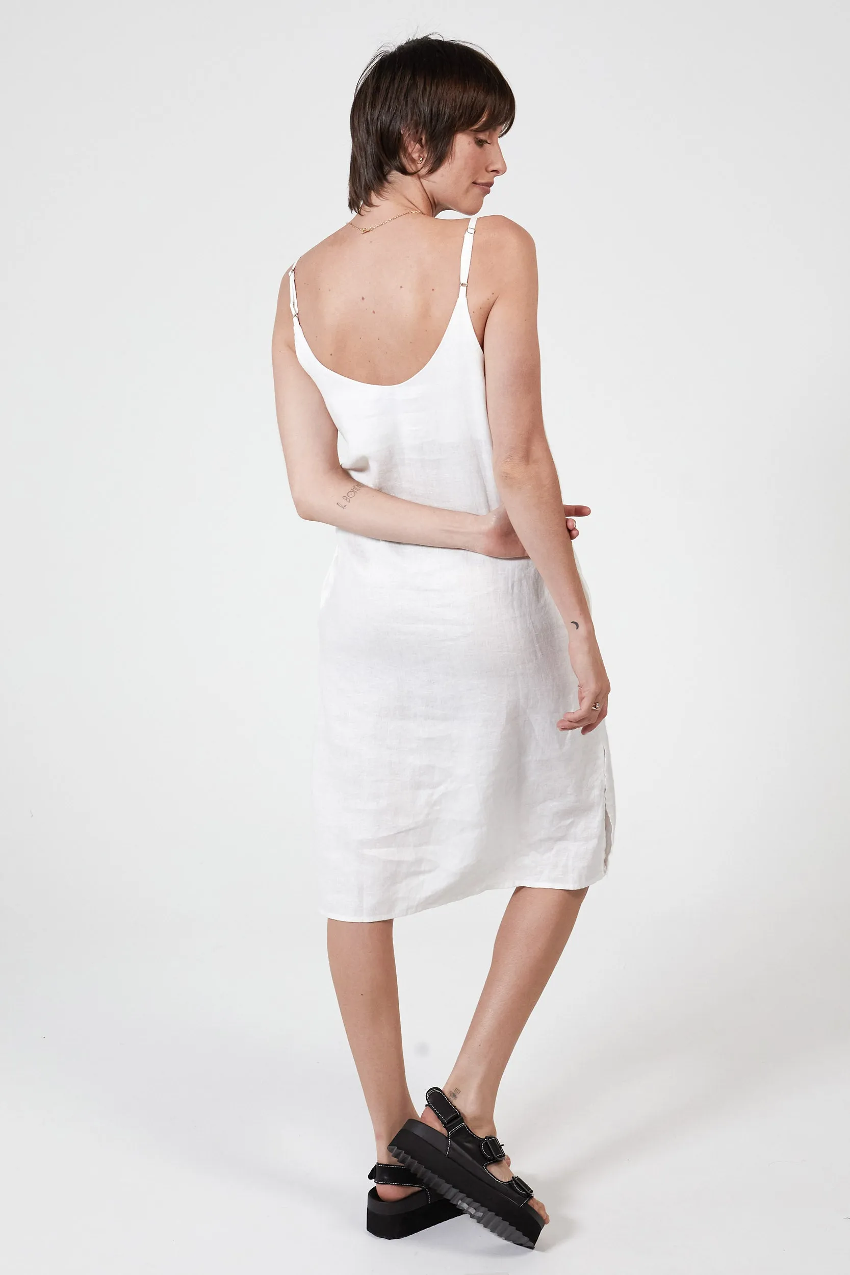 RYLEY LINEN DRESS - WHITE
