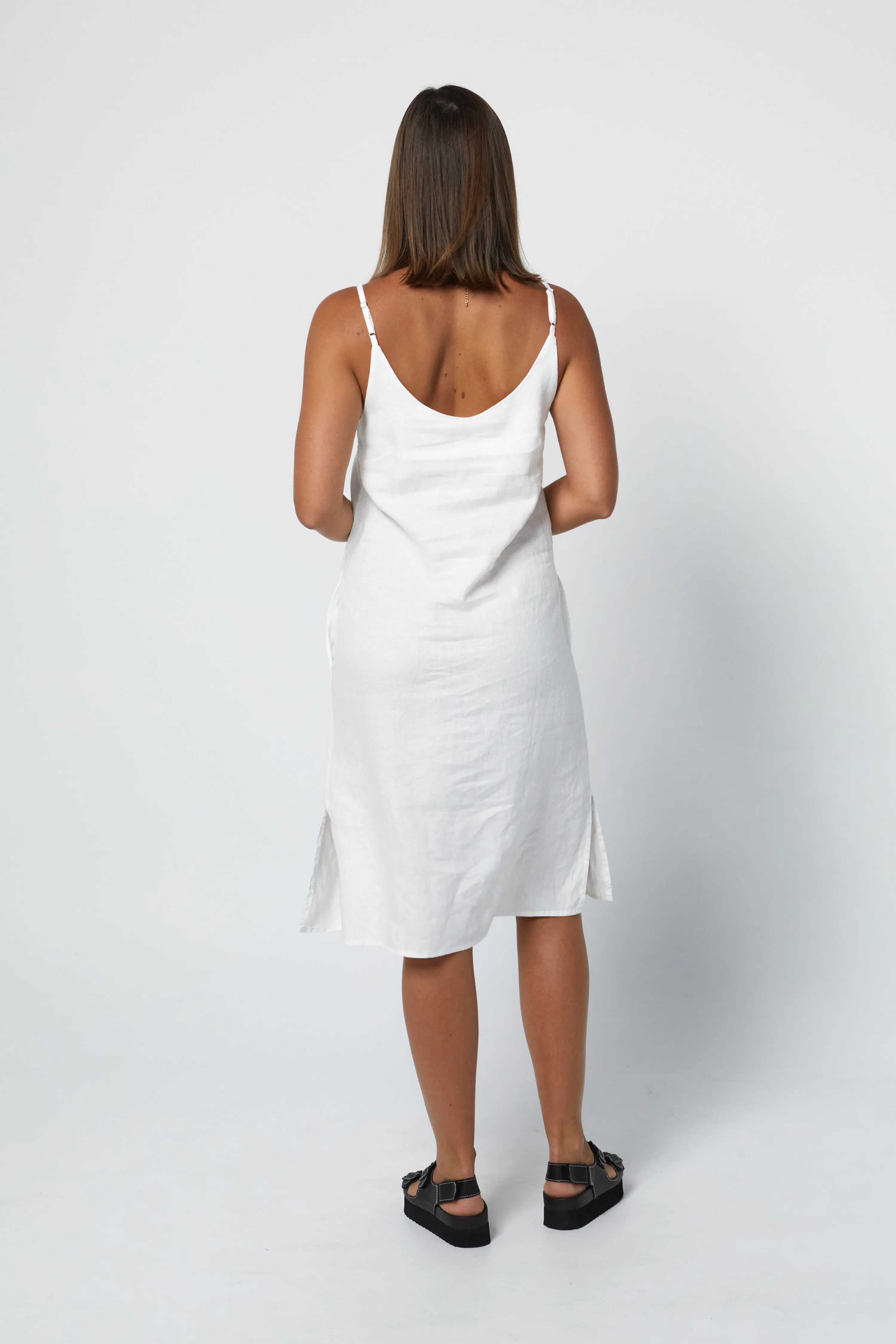 RYLEY LINEN DRESS - WHITE