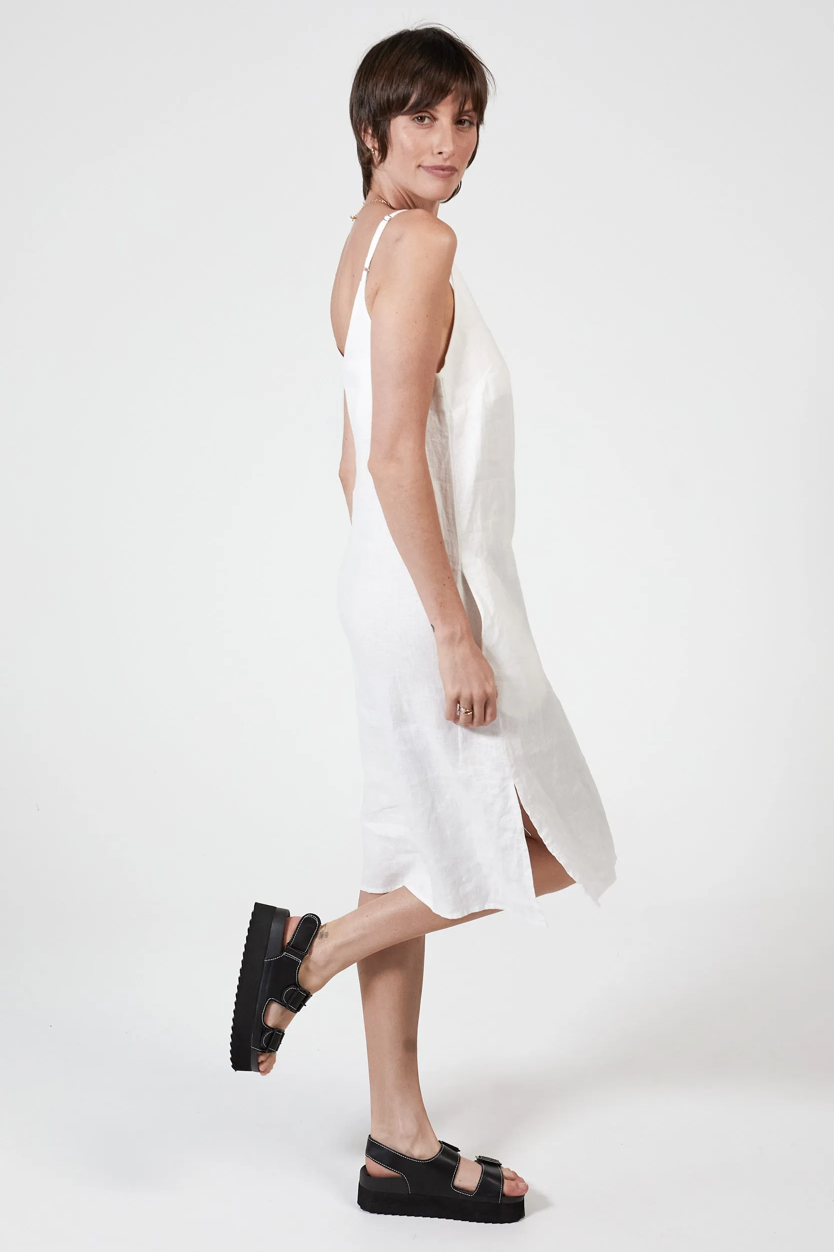 RYLEY LINEN DRESS - WHITE