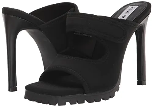 Steve Madden Women's VOIDED Heeled Sandal, Black, 6