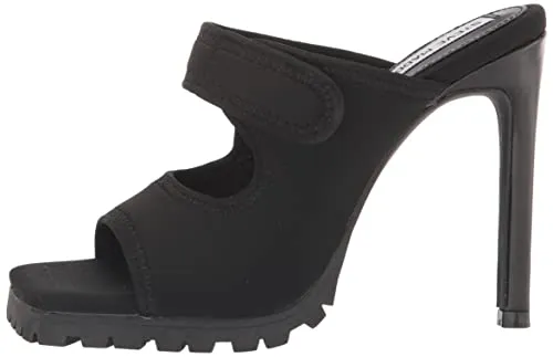 Steve Madden Women's VOIDED Heeled Sandal, Black, 6